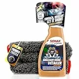 Auto Lackreiniger Set | SONAX XTREME Brilliant Shine Detailer 500ml + Poliertuch | Reiniger zur schnellen Lackpflege für frischen Glanz mit Wasserabperleffekt