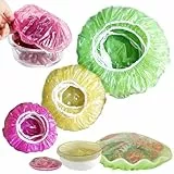 PIWOSGOL 60 Stück Elastische Frischhaltebeutel, Abdeckhauben für Lebensmittel, Lebensmittel Abdeckung Wiederverwendbare, Bunte Frischhaltefolie, für Gemüse Frischeschutz,BBQ,Hotel Duschkappe