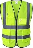 HPHST Sicherheitswesten Warnweste Hohe Sichtbarkeit Reflektierendes Mesh Warnweste für Herren and Damen Hohe Sichtbarkeit Fahrradweste mit Gelb (XXL)