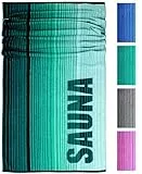 Lashuma Saunatuch XXL, Oslo Liegehandtuch Grün - Türkis, Saugstarkes Saunahandtuch 85x200 cm, großes Handtuch, 100% Baumwolle