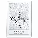 Moin Socks Hamburg: Geschirrtuch/Abtrockentuch/Küchenhandtuch mit Stadtplan BZW. Karte von Hamburg