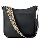 BOSTANTEN Handtasche Damen Mittelgroß Umhängetasche Crossbody Bags Leder Schultertasche für Frauen Shopper Tasche mit Verstellbarem Farbigem Riemen Schwarz