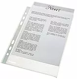 Esselte Prospekthüllen-Set, 100 Stück, A5 Format mit Universal-Lochung, Farblos mit matter Oberfläche, 0,043 mm PP-Folie, 23782