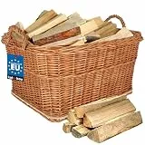 KOTARBAU® Weidenkorb für Brennholz - Holzkorb für Kaminholz - Erntekorb - 60x50 cm - Kaminholzkorb mit Henkel - Holz Tragekorb - Brennholzkorb - Weide - Natürlich - Naturfarbe