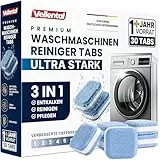 30x Waschmaschinenreiniger Tabs extra starke 3-in-1 Formel gegen Geruch, Kalk und Ablagerungen - Waschmaschinen Reiniger für Tiefenreinigung - Waschmaschine Reinigung + 1-Jahres-Vorrat