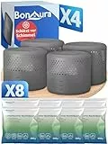 BonAura® 4x Luftentfeuchter ohne Strom + 8x 400g Luftenfeuchter Nachfüllpack - Raumentfeuchter bis 40m² für Keller, Bad uvm. - Entfeuchter und Luftentfeuchter Granulat im Set - Schutz vor Schimmel