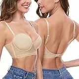 iClosam Rückenfreier BH Damen mit Bügel Rückenfrei Bralette Spitze Tiefen V-Ausschnitt BHS Push Up mit Niedrigem Rücken für Frauen Körbchen-BH U-förmiger Rücken Invisible Unterwäsche