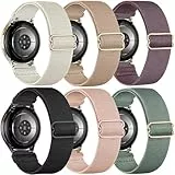 TUCOMO 6 Stück 20mm Elastische Nylon Armband Kompatibel mit Samsung Galaxy Watch 7/6/5/4/FE Armband 40mm 44mm, Loop Dehnbares Uhrenarmband für Galaxy Watch 6 Classic / 4 Classic / 5 Pro Herren Damen