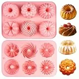 Gugelhupfform Silikon Klein Backformen Praktische 2 Stück, Silikon Gugelhupf Form Wiederverwendbar, Minigugelhupf Form mit Antihaftbeschichted, Klein Gugelhupf Kuchenform für Kekse, Bagels, Muffins