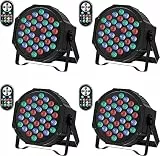 SKSBTF 4PCS RGB LED Par Strahler, 72W Bühnenlicht mit Fernbedienung und DMX512, Discolicht Partylicht 9 Modi für Party Disco Bühne Hochzeit Weihnachten Event