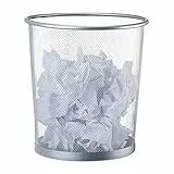 Relaxdays Papierkorb Metall, Mülleimer aus Drahtgeflecht, runder Drahtkorb für Büro, 26 cm Ø, 27,5 cm hoch, silber