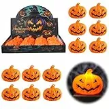 Bseical 12 Stück Kürbis Led Kerzen LED Teelichter Kerzen mit Batterie Elektrische Flackernd LED Lämpchen Teelicht Halloween Deko (B)