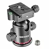 NEEWER 36MM Stativ Kugelkopf 360° Panorama Metall mit Arca Typ Schnellwechselplatte, 1/4' Schraube 3/8' Gewinde Halterung, Max Last 8kg, Stativkopf für Monopod, Slider, DSLR Kamera, Camcorder (Rot)