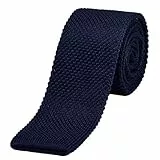 DonDon schmale Strickkrawatte dunkelblau 5 cm