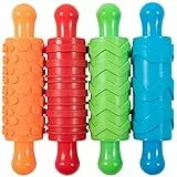 READY 2 LEARN Mal- und Ton-Texturwalzen | 4er-Set | strukturierte Knetrollen für Kinder | Vielseitige Muster zum Basteln und Dekorieren