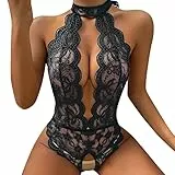 Rrunsv Latex Dessous Frauen Sexy String Tanga Damen Sexy Dessous Damen-Mode-Dessous, 2er-Pack, PU-Leder-Harness-Dessous-Set mit kettenverknüpftem Handring Minikleid p5