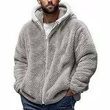 KOG Fleecejacke Herren Winterjacke Freizeit Vliesjacke Fleecemantel Solid Kleidung Jungen Hoodie übergangsjacken Windjacke Teddy Fleecejacke College Jacke Steppmantel Bomberjacke Grau XL
