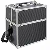 Arebos Kosmetikkoffer | 26L | inkl. Tragegurt | 13 Fächer | Aluminium | inkl. Schloss & Schlüssel | ausklappbare Etagen | individuelle Einteilung durch 8 Trennwände | 39 x 36 x 23 cm | Schwarz
