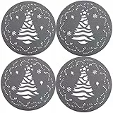 UPKOCH 4 Stück Weihnachtsbaum-tischsets Weihnachtstischdekoration Weihnachts-platzdeckchen Rundes Tischset Mit Bäumenmuster Tassenunterlage Aus Filz Winter Weihnachtsutensilien Filzstoff