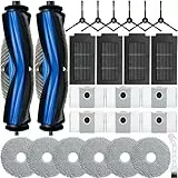 Bluearks 25 Stück Zubehörset für Ecovacs Deebot T50 Omni/T50 Pro Omni Roboter Saugroboter,1 Walzenbürsten,6 Mopps,4 hocheffiziente Filter,6 Seitenbürsten und 6 Staubauffangbeutel für T50 Pro Roboter
