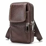 Leder Handy Gürteltasche, Umhängetasche Herren, Kleine Schultertasche Holster Mit Gütelclip, Hüftentasche Mit Karabiner Und Gürtelschlaufe