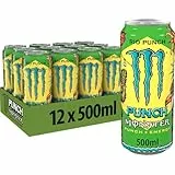 Monster Energy Rio Punch - koffeinhaltiger Energy Drink mit erfrischendem und exotischem Frucht-Geschmack - in praktischen Einweg Dosen (12 x 500 ml)