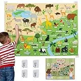 BONNYCO Filztafel mit 116 Dschungeltiere-Figuren. Montessori-Spielzeug und Geburtstags Geschenke für Kinder von 3 bis 8 Jahren. Sensoriktafel für Autismus, Lernspiele vom Dschungel