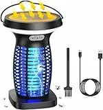 PRANITE Insektenvernichter Elektrisch, UV Mückenlampe, Solarer Elektrischer Insektenvernichter, 3 in 1 Wiederaufladbar Fliegenfalle Elektrisch, Insektenlampe für Innen Aussen Küche Garten Camping
