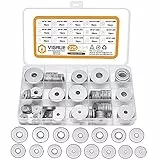 VIGRUE 225 Stück Edelstahl Flache Unterlegscheiben Set Beilagscheiben Sortiment 7 Größen M3 M4 M5 M6 M8 M10 M12
