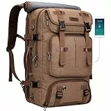 WITZMAN Reiserucksack Herren Groß 40L Canvas Vintage 3 in 1 Rucksack Fit 16 Zoll Laptop Rucksack für Herren Reisen(A8013 Braun)