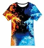 TUONROAD Kinder Jungen T-Shirt Flamme 3D Druck Tshirt Sommer Lustige T-Shirts Kurze 9-12 Jahre