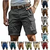 Generisch Cargoshorts Herren Sommer Cargo Shorts Kurze Hosen Zipper Arbeitshosen Baumwolle Wandershorts Einfarbig Freizeit Laufshorts Locker Herrenshorts Outdoor Sportshorts Sommerhosen mit Taschen