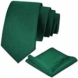 Aomig Herren Krawatten mit Einstecktuch, Schmale Krawatte 6 cm für Männer, Elegant Hochzeit Krawatte für Büro oder Festliche Veranstaltunge (Grün)