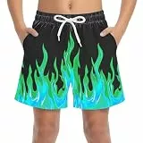 XINYUNZU Badehose Jungen Kurz Badeshorts Sommer Leichte Boardshorts Strand Shorts mit Taschen Schwimmshorts Boys Bademode Schwimmhose Kurz für Kinder und Teenager Mintgrün 14-15 Jahre