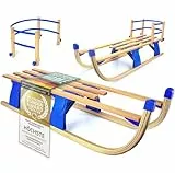 Alpenflitzer® Holzschlitten mit Lehne 110 cm Davoser Rodel Faltbarer Klappbarer Kinderschlitten; Premium Holz-Schlitten aus Buchenholz Klappschlitten (Modell 2025/26) (mit Lehne)