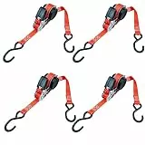 PETEX 4X Automatik-Ratschenspanngurt, selbstaufrollend, 1-teilig, 5 m x 25 mm, 350/700 daN, rot, S-Haken
