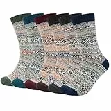 Justay 6 Paar Wollsocken Herren Thermo Wintersocken Norweger Socken Herren mit Baumwolle Dicke Warme Bunte Stricksocken 38-45