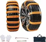 Schneeketten, Auto Schneekette für Reifen, 8 Stück Universal Winter Reifenketten 165-255mm, Anti Rutsch Autokette mit Handschuhen, Verstellbares Rutschfeste Ketten für Auto, LKW, SUV