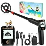Metalldetektor Kinder - iTayga 2026 USB Wiederaufladbarer Kinder Metalldetektor, Verstellbarer (24'-35'), Hochpräziser Tragbarer Metalldetektoren mit LCD-Display für die Erkundung im Freien, Schwarz