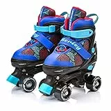 meteor Retro Rollschuhe Disco Roll Skate wie in den 80er Jahren Jugend Roll-Schuhe Kinder Quad Skate 5 Verschiedene Farbvarianten Inline-Skates Einstellbare Größe des Schuhs