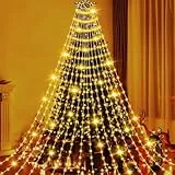 Lichterkette Weihnachtsbaum Christbaumbeleuchtung mit Ring 400 LED 2,5m 16 Girlanden, Tannenbaum Christbaum Lichterkette Innen Außen IP44 Wasserdicht, LED Weihnachtsbaumbeleuchtung 8 Modi Warmweiß