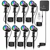 MEIKEE Gartenbeleuchtung RGB Mit Fernbedienung 10 Farben 30 Dynamische Modi IP66 Wasserdicht Timing-Funktion Gartenleuchte RGB Ideal für Außen, Garten, Terrasse, Baum, Wegen 8 Stück mit EU Stecker