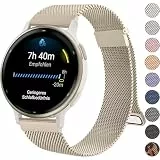 Oumida Garmin Armband 20mm für Garmin Vivoactive 5/ Vivoactive 3, Venu 2 Plus/Venu Sq 2/ Venu Sq/Sq Music, Vivomove Serie, Forerunner 55/245/ 645, Metall Uhrenarmbänder Doppel Magnet Ersatzarmband