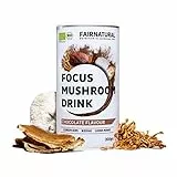 FAIRNATURAL® Pilz Kakaopulver Vegan [SCHOKOLADEN GESCHMACK] - Mushroom Powder Komplex Hochdosiert - Pilzkaffe - Mushroom Coffee - Vitalpilze Kakao aus Reishi Extrakt, Hericium & Chaga Pilz (200g)