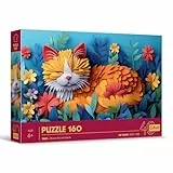 Trefl - Puzzle mit 3D-Effekt, Kätzchen - 160 Elemente - 40 Jahre Trefl, Bunte Puzzles mit Tieren, für Kinder ab 6 Jahren