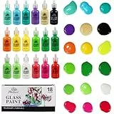 Glasmalfarben Set Phoenix – 18×30 ml Acrylfarben für Glas, Porzellan & Keramik | Transparent, leuchtend & glänzend | Perfekt für Hobby & DIY