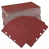 50 Stück 93 x 185mm Schleifpapier, Schleifblatt Set, 8 Löcher Schwingschleifer-Zubehör Körnung 40/60/80/100/120/150/180/220/240/320, Sander Sandpapier für Schwingschleifer, Holz Metall und Farbe