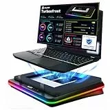 KLIM Turbofrost Laptop Kühler - Gaming Laptop Kühlpad mit 4 Turbolüftern - 4x4000 RPM, 4 USB-Ports, 2 Leistungsmodi (USB-C/DC), RG und Dämpfung für schnelle Kühlung, Für bis 17 Zoll - Grauer Raum