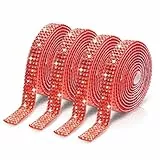 4 Rollen Selbstklebende Strassband Kristall Strass Glitzersteine 1 Yard Rot Strassstreifen Selbstklebend Glitzer Strassbesatz Diamantgürtel Strasssteine Glitzerband für Handwerk DIY Bling Bling