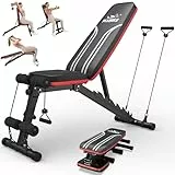 FLYBIRD Multifunktionale Hantelbank, 8-Fach Verstellbare Rückenlehne/3-Fach Verstellbare Fußstütze, 318kg Belastbarkeit, Klappbare Trainingsbank mit 90° für das Heim-Fitnessstudio